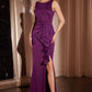 Higher Neckline Sheath Leg Slit Gown by Ladivine CH377 - Special Occasion/Curves