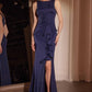 Higher Neckline Sheath Leg Slit Gown by Ladivine CH377 - Special Occasion/Curves