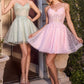Applique Illusion Sweetheart Bodice Short Dress By Ladivine CJ419 - Women Evening Formal Gown - Special Occasion