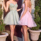 Applique Illusion Sweetheart Bodice Short Dress By Ladivine CJ419 - Women Evening Formal Gown - Special Occasion