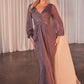 Long Sleeve V-Neckline Sheath Gown by Cinderella Divine CK2141 - Special Occasion/Curves