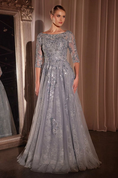 High Neckline Layered Tulle A-Line Gown By Ladivine CK2401 - Women Evening Formal Gown - Special Occasion/Curves