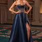 Mikado & crystal A-Line Gown By Ladivine CK2405 - Women Evening Formal Gown - Special Occasion