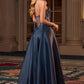 Mikado & crystal A-Line Gown By Ladivine CK2405 - Women Evening Formal Gown - Special Occasion