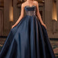 Mikado & crystal A-Line Gown By Ladivine CK2405 - Women Evening Formal Gown - Special Occasion