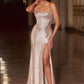 Sweetheart Neckline Leg Slit Gown By Ladivine CK918 - Women Evening Formal Gown - Special Occasion