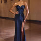 Sweetheart Neckline Leg Slit Gown By Ladivine CK918 - Women Evening Formal Gown - Special Occasion