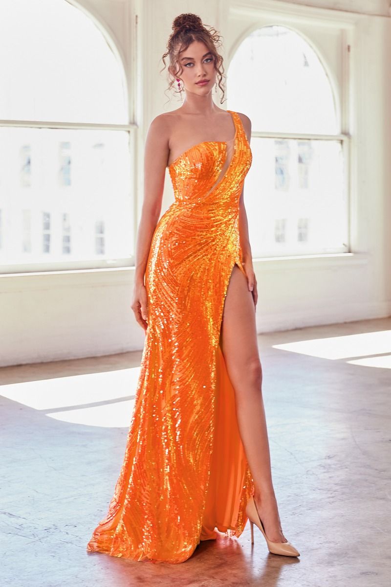 open lace back dress Orange Sequin Mini Dress Large main image 1