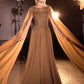 Bateau Neckline A-Line Gown By Ladivine CL08 - Women Evening Formal Gown - Special Occasion/Curves