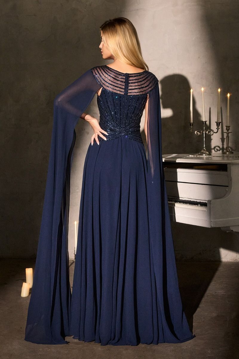 Bateau Neckline A-Line Gown By Ladivine CL08 - Women Evening Formal Gown - Special Occasion/Curves