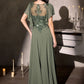 Chiffon Illusion Neckline A-Line Gown By Ladivine CL09 - Women Evening Formal Gown - Special Occasion/Curves