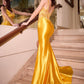 Embellished Satin Cowl Neckline Gown by Cinderella Divine CM343 - Special Occasion
