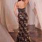 Fitted Glitter V-Neckline Leg Slit Gown by Cinderella Divine CM358 - Special Occasion/Curves