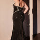 Jersey & Crystal Sweetheart Neckline Gown By Ladivine CM365C - Women Evening Formal Gown - Curves