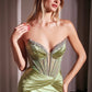 Strapless Plunging Neckline Leg Slit Gown by Cinderella Divine CM368 - Special Occasion