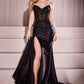 Strapless Stretch Taffeta Leg Slit Gown By Ladivine CM369 - Women Evening Formal Gown - Special Occasion