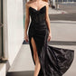 Strapless Stretch Taffeta Leg Slit Gown By Ladivine CM369 - Women Evening Formal Gown - Special Occasion