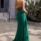 Strapless Stretch Taffeta Leg Slit Gown By Ladivine CM369 - Women Evening Formal Gown - Special Occasion