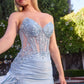 Strapless Stretch Taffeta Leg Slit Gown By Ladivine CM369 - Women Evening Formal Gown - Special Occasion