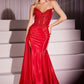 Strapless Stretch Taffeta Leg Slit Gown By Ladivine CM369 - Women Evening Formal Gown - Special Occasion