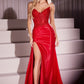 Strapless Stretch Taffeta Leg Slit Gown By Ladivine CM369 - Women Evening Formal Gown - Special Occasion