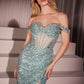 Sequin Off The Shoulder Sheath Gown by Cinderella Divine CM373 - Special Occasion/Curves