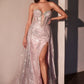 Strapless Plunging Neckline Tulle Gown By Ladivine CM384 - Women Evening Formal Gown - Special Occasion