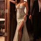 Strapless Plunging Neckline Tulle Gown By Ladivine CM384 - Women Evening Formal Gown - Special Occasion