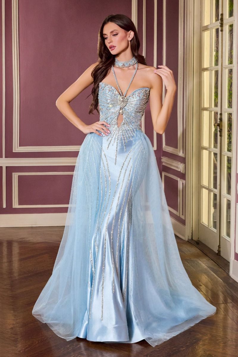Halter-Inspired Neckline Sheath Gown By Ladivine CM391 - Women Evening Formal Gown - Special Occasion