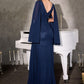 Soft Chiffon Draped V-Neckline Gown By Ladivine CM8248 - Women Evening Formal Gown - Special Occasion/Curves