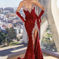 Strapless Sequin Sheath Leg Slit Gown by Cinderella Divine CP639 - Special Occasion