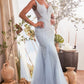 Fully Beaded V-Neckline Mermaid Gown by Cinderella Divine CR874 - Special Occasion