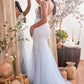 Fully Beaded V-Neckline Mermaid Gown by Cinderella Divine CR874 - Special Occasion