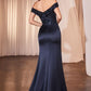 Satin Off The Shoulder Sheath Gown By Ladivine CR877 - Women Evening Formal Gown - Special Occasion