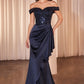 Satin Off The Shoulder Sheath Gown By Ladivine CR877 - Women Evening Formal Gown - Special Occasion