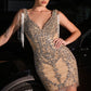 Embellished V-Neckline Sheath Short Dress By Ladivine CR878