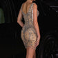 Embellished V-Neckline Sheath Short Dress By Ladivine CR878