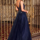 V-Neckline Layered Tulle Gown By Ladivine CR880 - Women Evening Formal Gown - Special Occasion