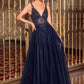 V-Neckline Layered Tulle Gown By Ladivine CR880 - Women Evening Formal Gown - Special Occasion