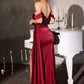 Satin Off Shoulder Leg Slit Gown By Ladivine CR883 - Women Evening Formal Gown - Special Occasion/Curves
