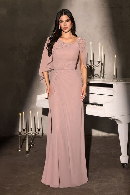 Modest Scoop Neckline Gown By Ladivine CR884 - Women Evening Formal Gown - Special Occasion/Curves