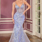 3D Floral V-Neckline Gown By Ladivine CT264 - Women Evening Formal Gown - Special Occasion