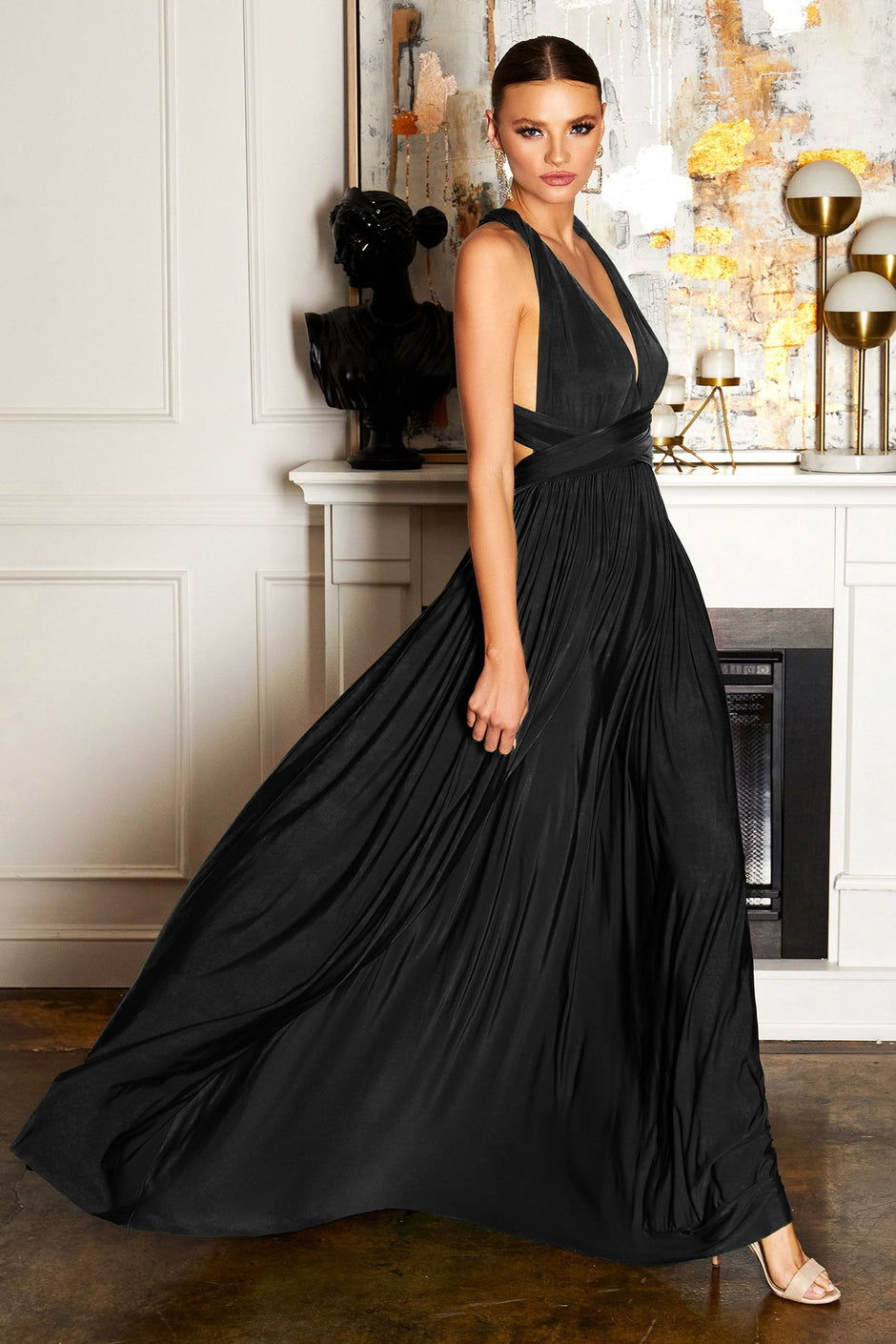 Cowl Neckline A-Line Gown By Amoris T714 - Women Evening Formal Gown - Special Occasion