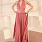 Crisscross V-Neckline A-Line Gown By Amoris CV01 - Women Evening Formal Gown - Special Occasion