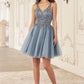Beaded V-Neckline Layered Tulle Short Dress by Cinderella Divine CY022 - Special Occasion/Curves