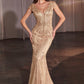 Beaded Cap Sleeve Mermaid Gown by Cinderella Divine CZ0029 - Special Occasion