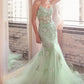 Embellished Pastel Mermaid Gown by Cinderella Divine D145 - Special Occasion