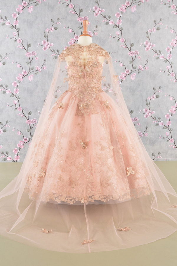 Butterfly Sequin Sweetheart Neckline Kids Mini Quince Dress by Elizabeth K - GK114 10 / Lilac