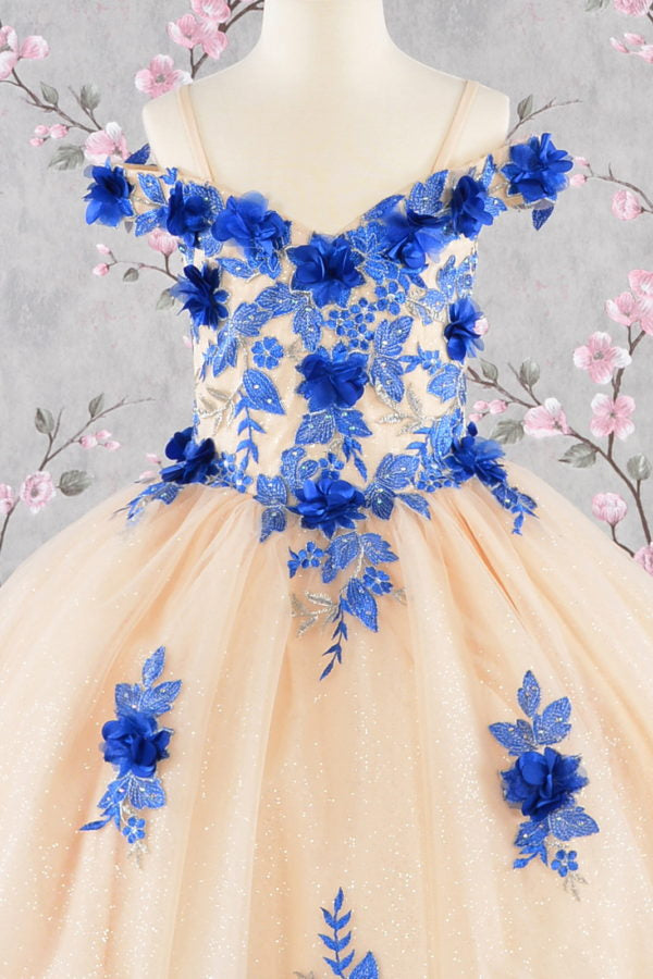 3D Flower Embroidery Sweetheart Kids Mini Quince Dress by Elizabeth K - GK115