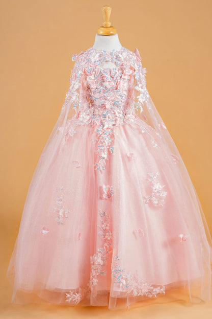 Butterfly Applique Sweetheart Tulle Kids Mini Quince Dress by Elizabeth K - GK119